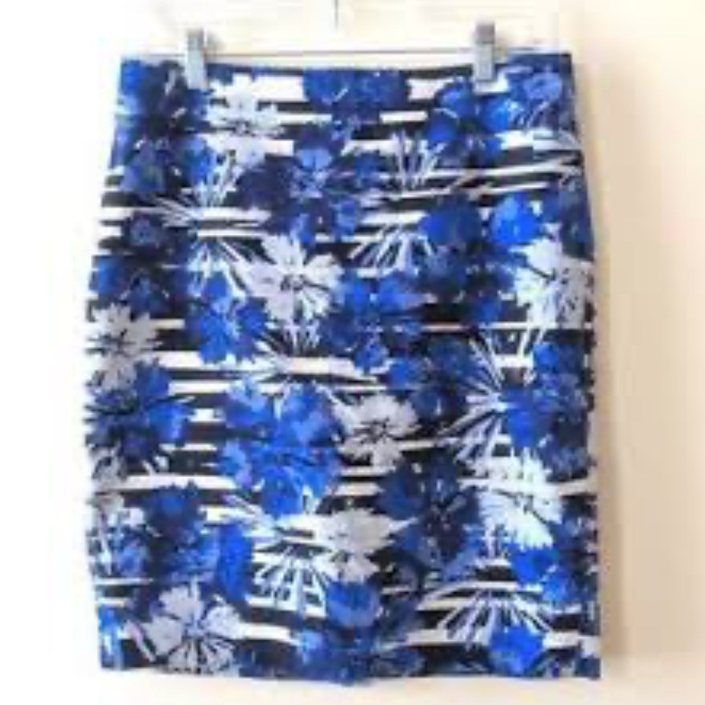 Ann Taylor factory blue floral skirt size 8